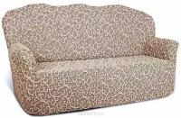 Чехол на 3-х местный диван Еврочехол "Жаккард", цвет: серый, светло-коричневый, 150-220 см