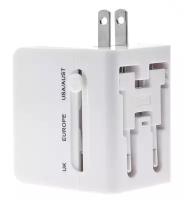 Переходник для розетки GSMIN с 2 USB портами Travel Adapter HHT148 (Белый)