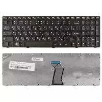 Клавиатура для ноутбука Lenovo IdeaPad G570, G770, Z560 Series. Плоский Enter. Черная, с черной рамкой. PN: MP-10A33SU-6864.