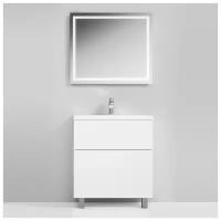 Комплект мебели для ванной AM.PM GEM M90FSX7522WG/WC75/MOX0801 тумба 75 см белая напольная 2 ящика с раковиной и зеркало LED 80 см