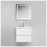 Комплект мебели для ванной AM.PM GEM M90FHX6022WG/WC60/MOX0651 тумба 60см белая подвесная 2 ящика с раковиной и зеркало 65см с подсветкой