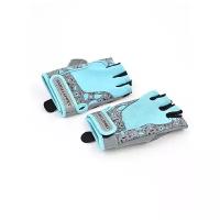 Перчатки для фитнеса женские замш серо-голубые X10 - XXL