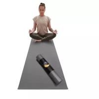 Коврик для йоги и фитнеса RamaYoga Yin-Yang Light, серый, размер 220 x 60 х 0,3 см