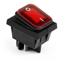 Переключатель кнопка с защитой от влаги ON-OFF 4 контакта 250V, 16A, красный