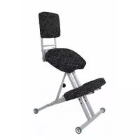 Ортопедический коленный стул «Богатырь» со спинкой (ткань) темно-серый