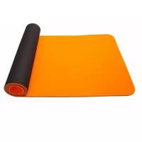 Коврик для йоги с сумкой для переноски 183х61х0,6 оранжевый, черный