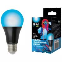 Лампа для дискотек Uniel ультрафиолетовая LED-A60-9W/UVAD/E27/FR PLZ07BK