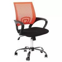 Кресло Easy Chair ткань черная сетка, оранжевый, хром