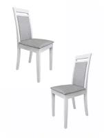 Комплект кухонных стульев (2 шт.), СтолБери, Эдвин, эмаль белая, ткань Атина 13790/1, классический