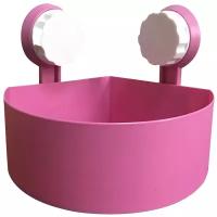 Полка угловая на присосках, пластиковая, розовый, 20х7,5х20 см, Blonder Home BH-TMB5-02