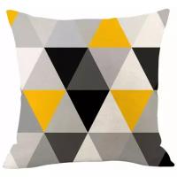 Декоративная подушка, льняная наволочка, цвет серый, желтый, 45х45 см, 5 sisters 5S-PILLOW-233