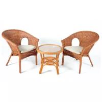 Комплект мебели Vinotti Calamus Rotan 02/08 (2 кресла+стол) коньяк