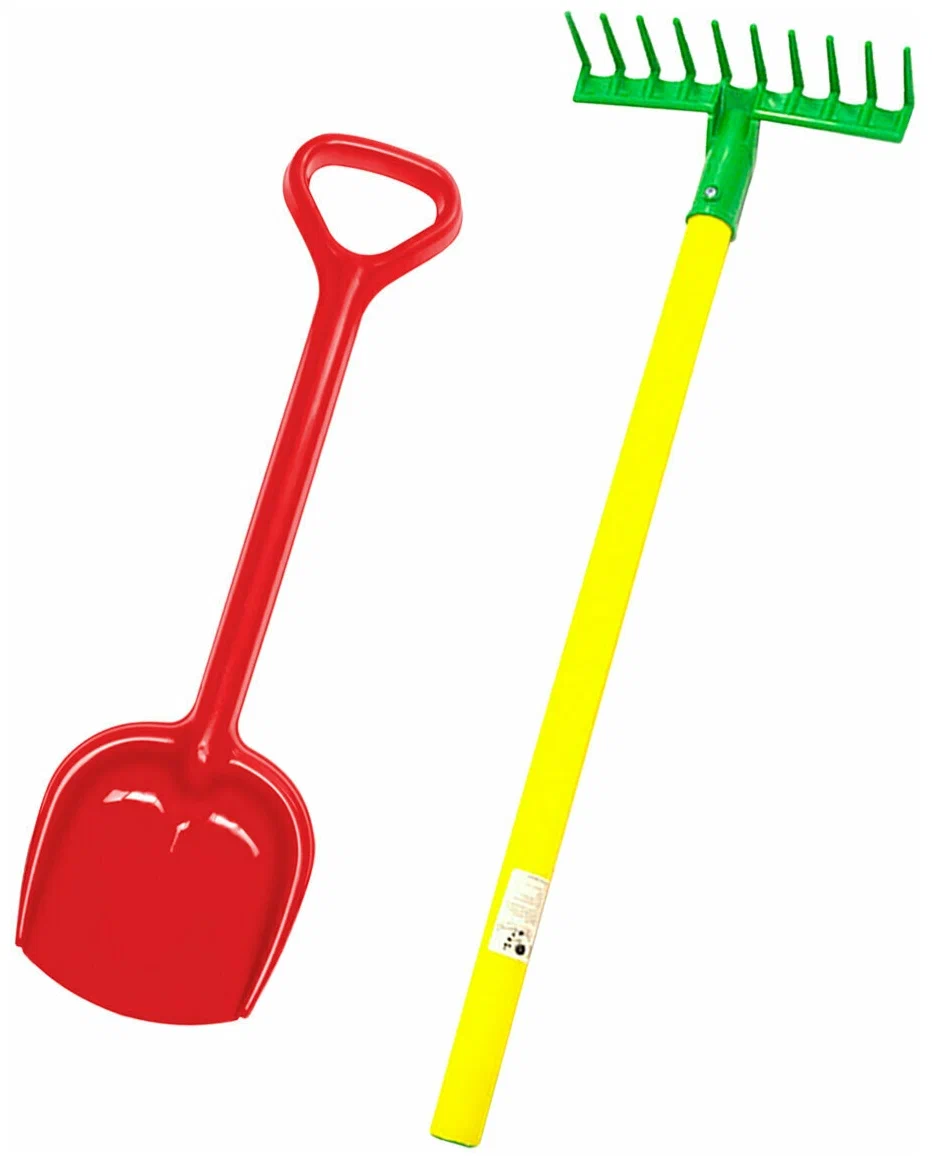 Игрушки для песочницы для снега Грабли детский садовые + Лопатка 50 см. красная
