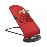 Детское кресло-качалка шезлонг Good Luck с игрушкой и тремя положениями: сон, отдых, игра, бордовое