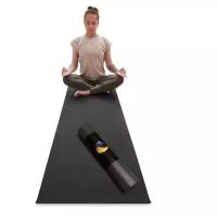 Коврик для йоги и фитнеса RamaYoga Yin-Yang Light, черный, размер 200 x 60 х 0,3 см