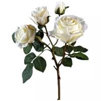 Искусственный цветок "Роза Флорибунда ветвь белая" 60 см