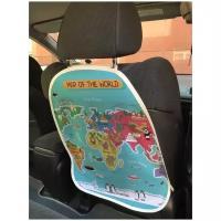 Защитная накидка "Детская карта мира" на спинку автомобильного сидения