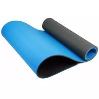 Коврик для йоги и фитнеса HelloFriends soft 10mm 180x60cm, синий/антрацитовый