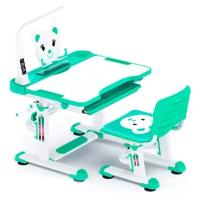 Комплект Anatomica Litra: детская парта, стул, выдвижной ящик, подставка и светильник белый/зеленый