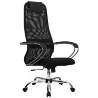 Кресло офисное метта "SU-B-8" хром, ткань-сетка, сиденье мягкое, черное