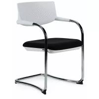 Кресло конференц NORDEN Самба white CF хром / белый пластик / черная ткань