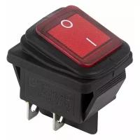 Выключатель клавишный 250V 15А (4с) ON-OFF красный с подсветкой влагозащита REXANT