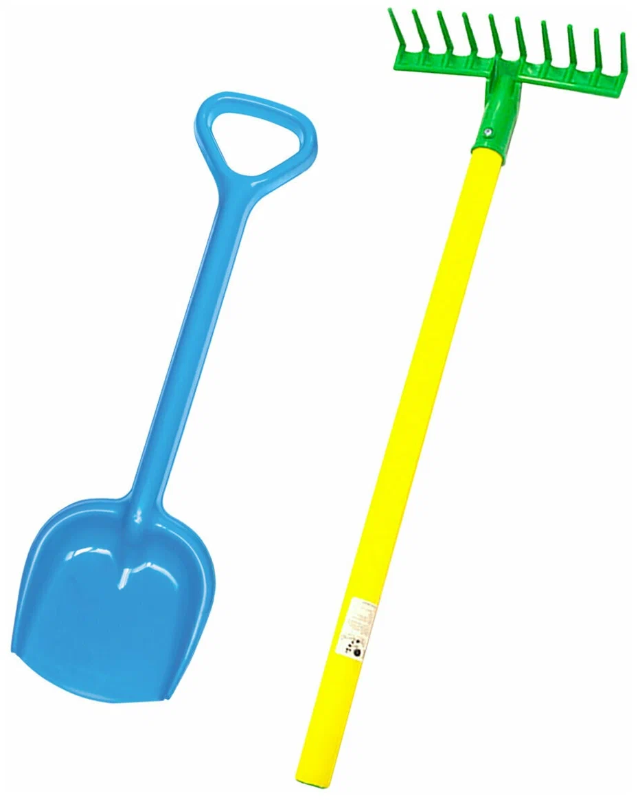 Игрушки для песочницы для снега Грабли детский садовые + Лопатка 50 см. синяя