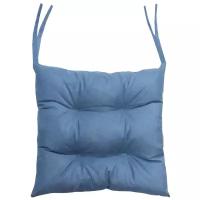 Подушка декоративная на стул для сидения с завязками МАТЕХ ARIA светло-синий, 40х40 см (дом, дача), ткань велюр