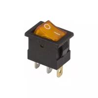 Выключатель клавишный 12V 15А (3с) ON-OFF желтый с подсветкой Mini REXANT