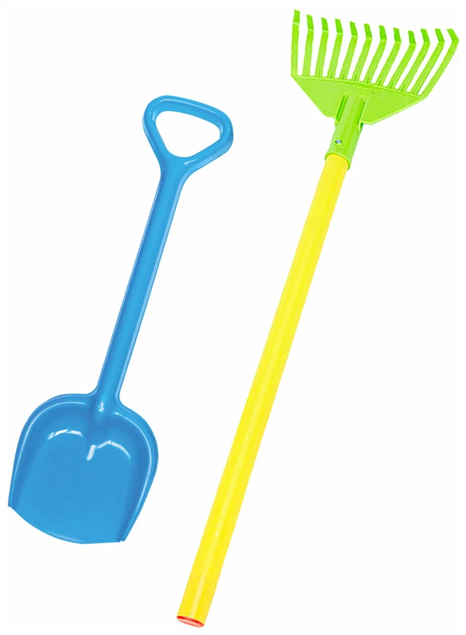 Игрушки для песочницы для снега Грабли детские веерные + Лопатка пластиковая 50 см синяя