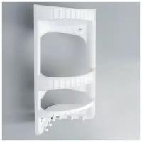 Полка для ванной комнаты угловая Skiico Kitchenware 48.5х28.5х18 см / Угловая пластиковая полка для ванной с 2мя ярусами цвет белый