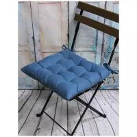 Подушка декоративная на стул для сидения с завязками МАТЕХ ARIA светло-синий, 42х42 см (дом, дача), ткань велюр