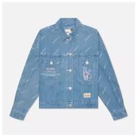 Женская джинсовая куртка Evisu Monogram Laser Print All Over & Evisu-Sake Embroidered