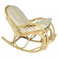 Кресло-качалка из натурального ротанга с толстой подушкой 05/04В, цвет натуральный