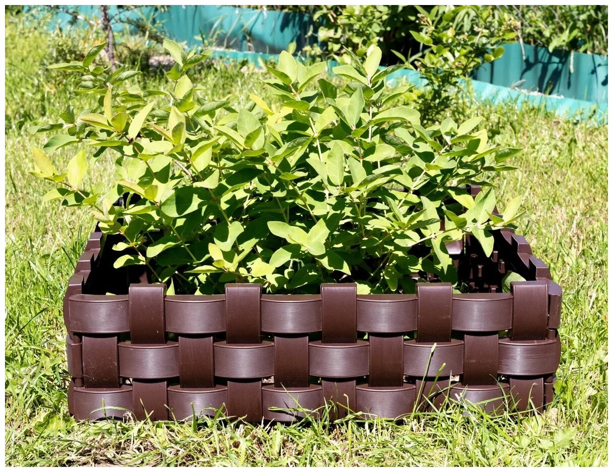 Ограждение садовое декоративный заборчик Мастер Сад - Плетенка-коричневый, 2.4 м